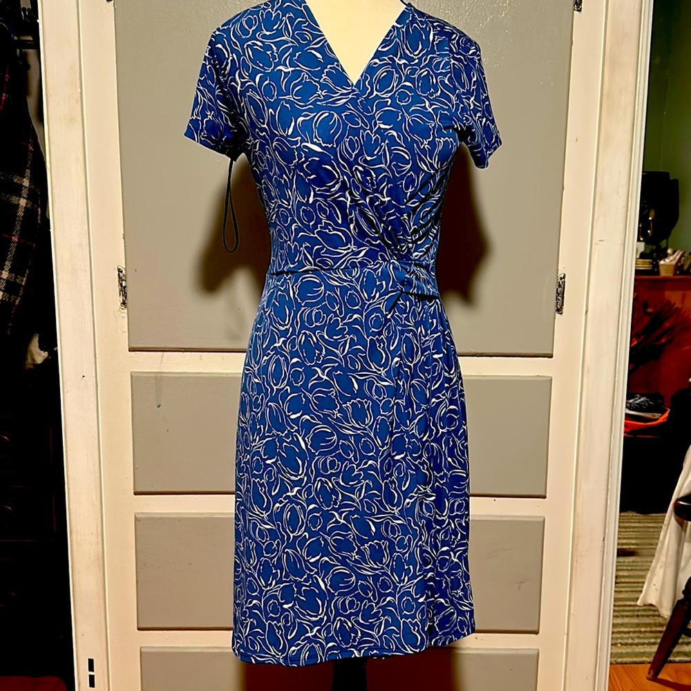Magdaline knit dress, small, blue spandex/polyester